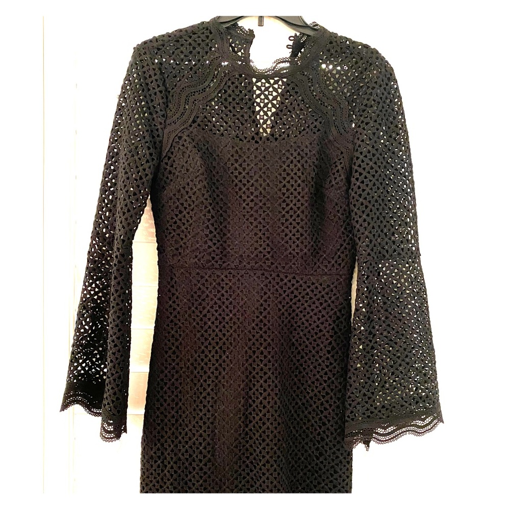 Aqua lace long sleeve dress